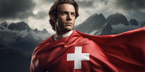 A Swiss hero figure proud of Swiss history as imagined by Midjourney AI