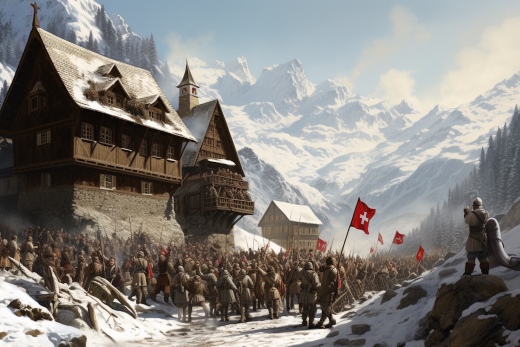 A scene from Swiss history generated by Midjourney AI