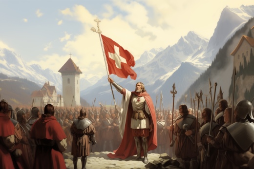 Oath of the Ruetli, a scene from Swiss history, as imagined by Midjourney AI